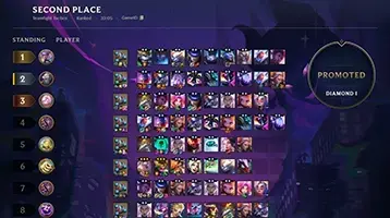TFT Rank Boost to Diamond 1 League Set 8.5 Result Boosteria